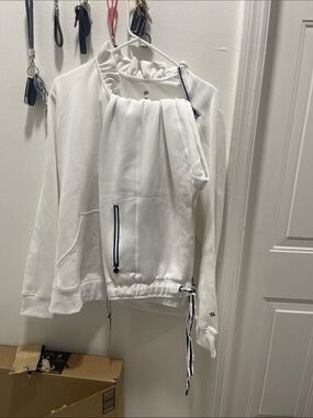 White Women's Hoodie Jacket with Drawstring